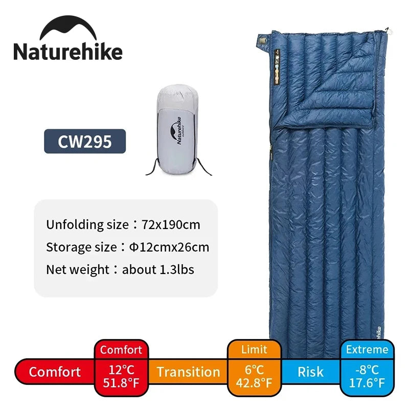 Naturehike Ultralight Down Sleeping Bag CW295 650FP Duck Down Camping Sleeping Bag Waterproof for Outdoor Backpacking