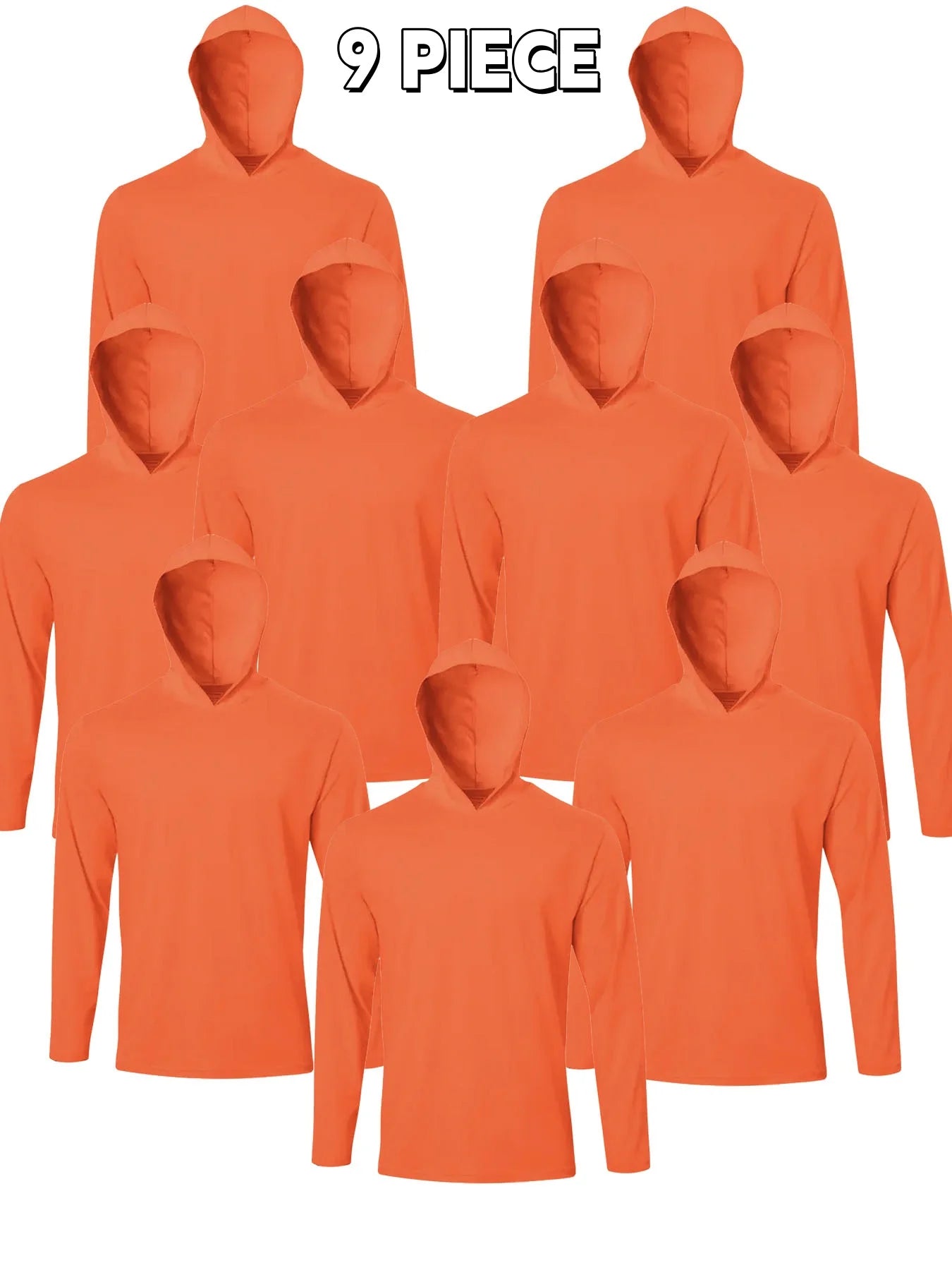 9-Pack Men's Hooded Long Sleeve Shirts - Breathable Comfort Sport Tees Ideal for Daily Exercise Fitness and Training Wear
