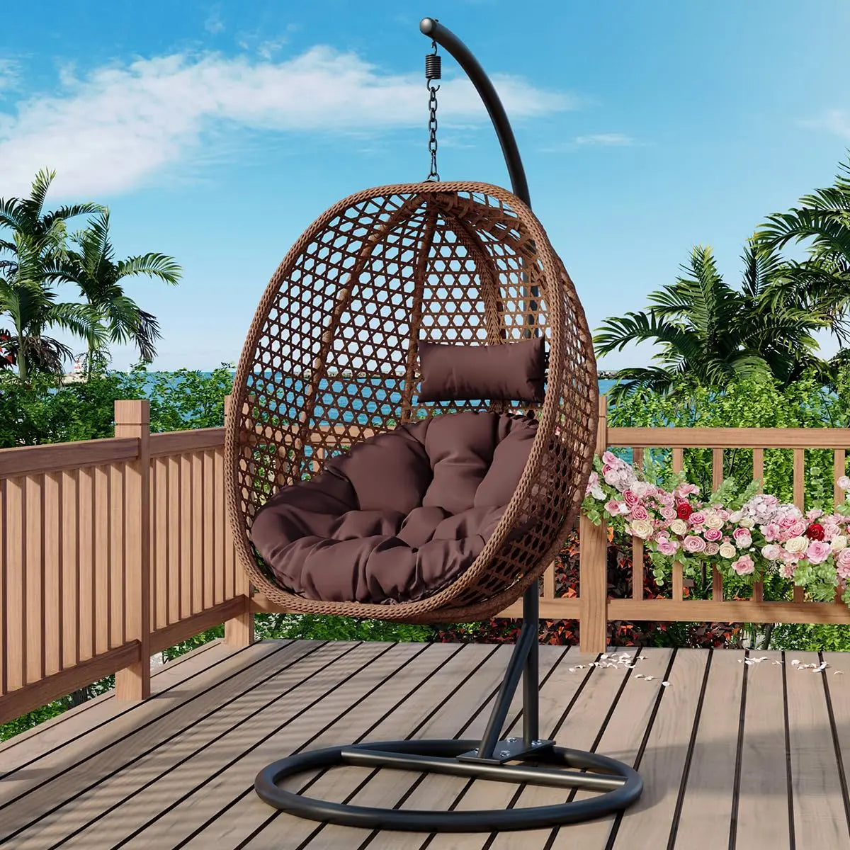 Egg Swing Chair with Stand,Hanging Egg Chair Indoor Outdoor,Hammock Hanging Basket Chair with Aluminum Steel, Customized