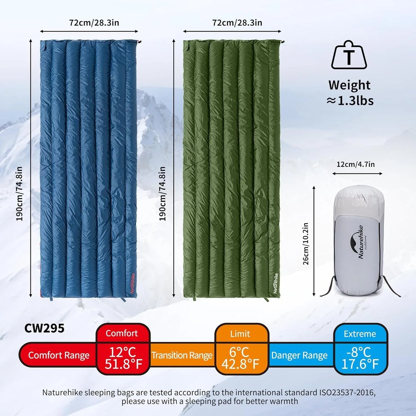 Naturehike Ultralight Down Sleeping Bag CW295 650FP Duck Down Camping Sleeping Bag  Waterproof for Outdoor Backpacking