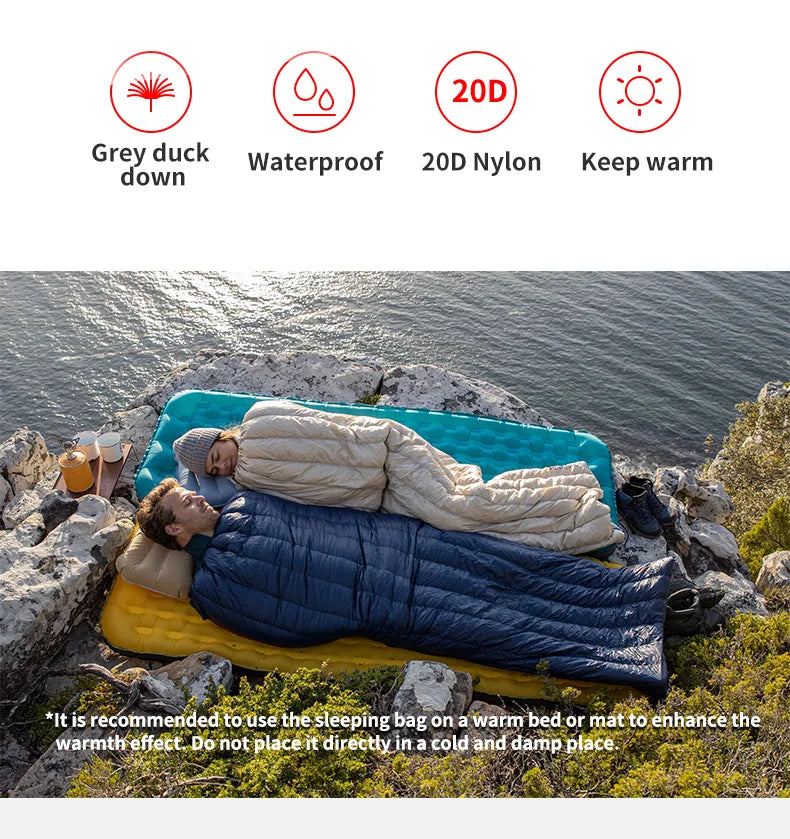 Naturehike Ultralight Down Sleeping Bag CW295 650FP Duck Down Camping Sleeping Bag  Waterproof for Outdoor Backpacking