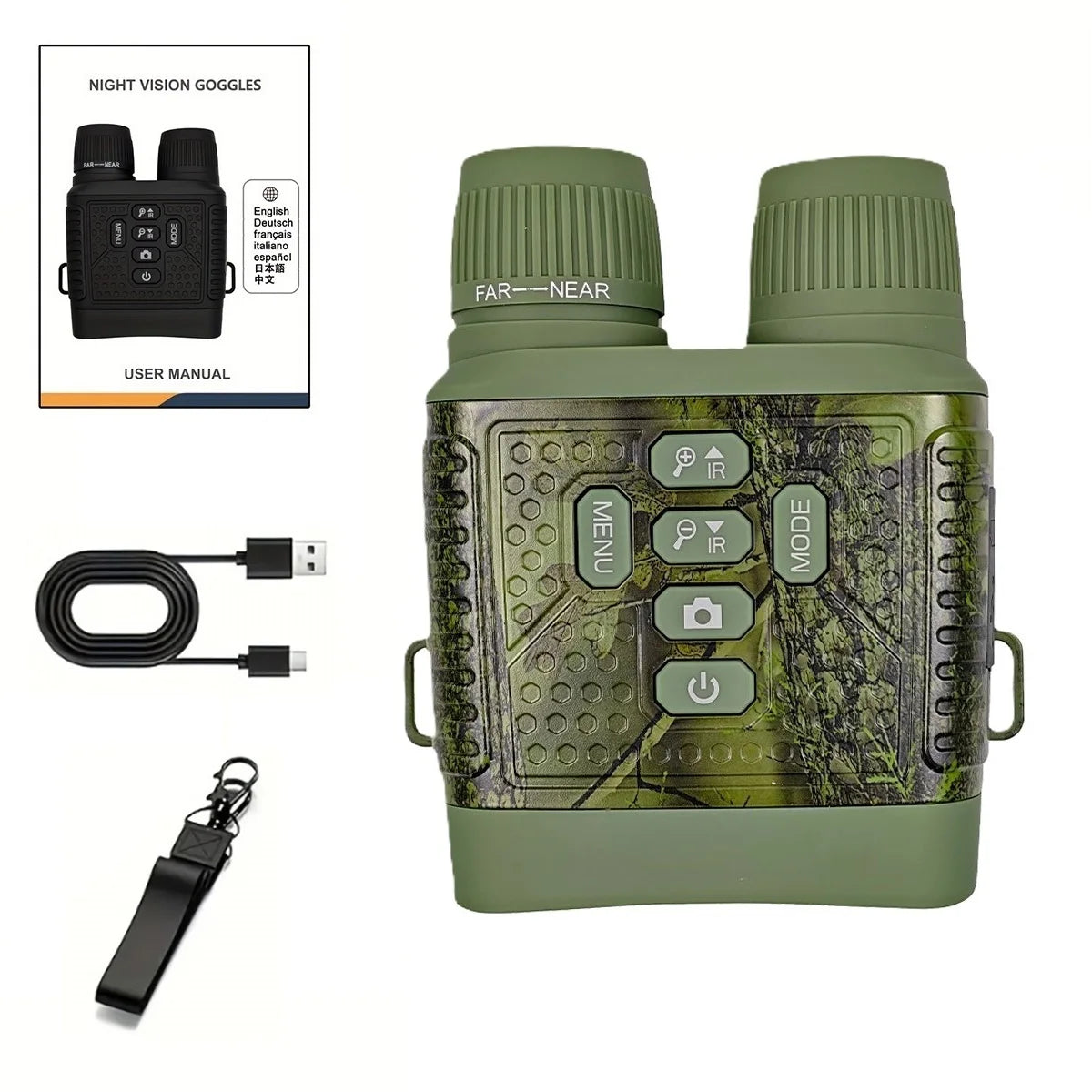 1080P HD Night Vision Scope 6X Digital Zoom 200M Full Dark IR Monocular Tactical Hunting Security Observation Day Night Hunting