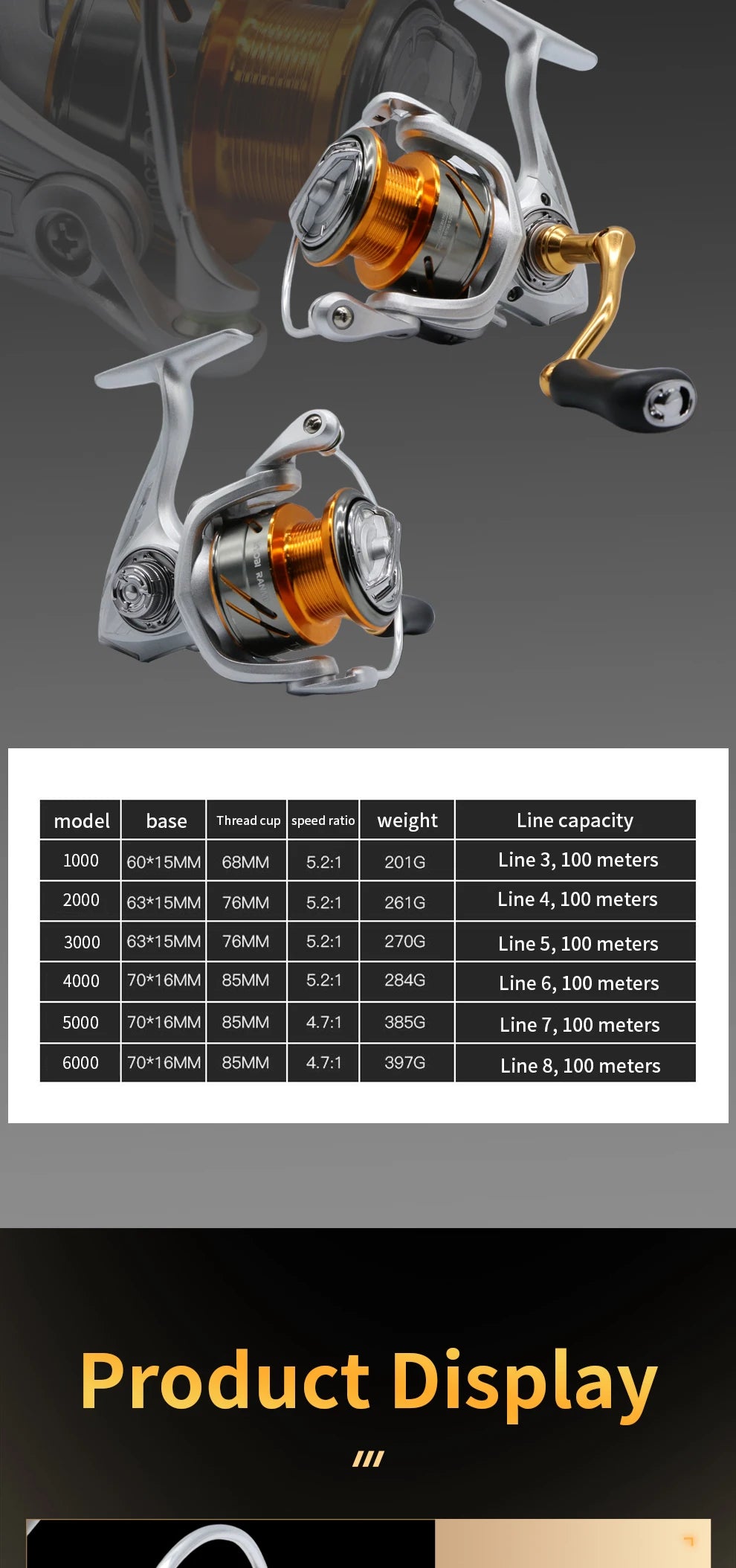 ROOBLINOS TC Metal Spinning Fishing Reels Metal Spool Freshwater Saltwater Trout Carp Spinning Reel