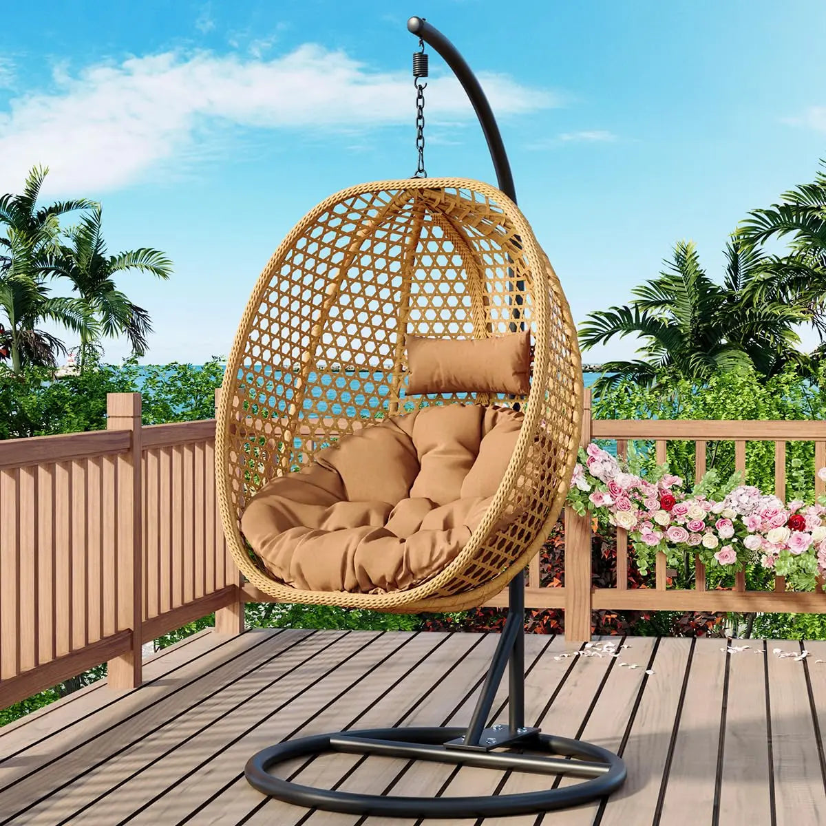Egg Swing Chair with Stand,Hanging Egg Chair Indoor Outdoor,Hammock Hanging Basket Chair with Aluminum Steel, Customized