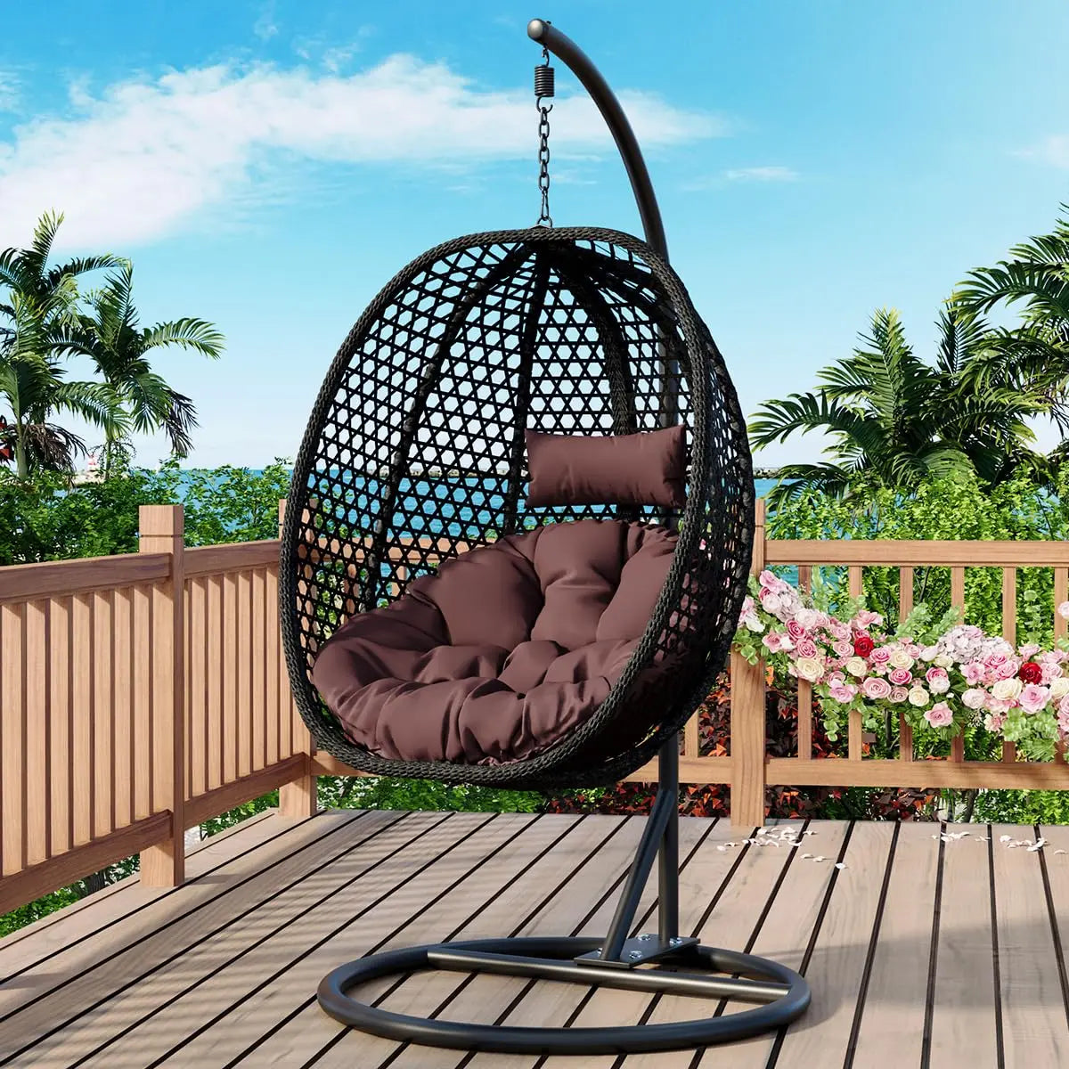 Egg Swing Chair with Stand,Hanging Egg Chair Indoor Outdoor,Hammock Hanging Basket Chair with Aluminum Steel, Customized