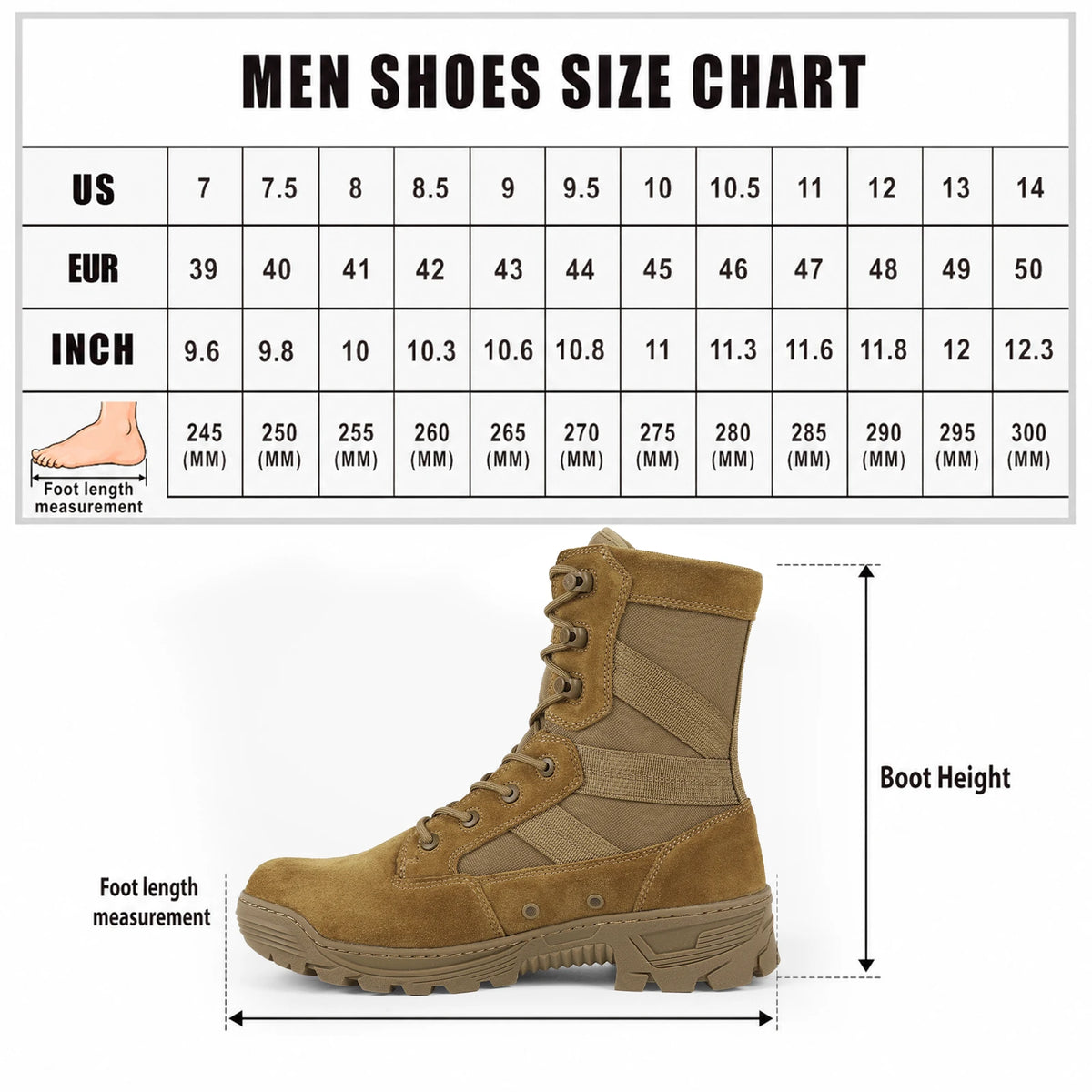 VOTAGOO Tactical Military Men's Desert Combat Army Combat Boots Shoes Uniform Working Climbing
