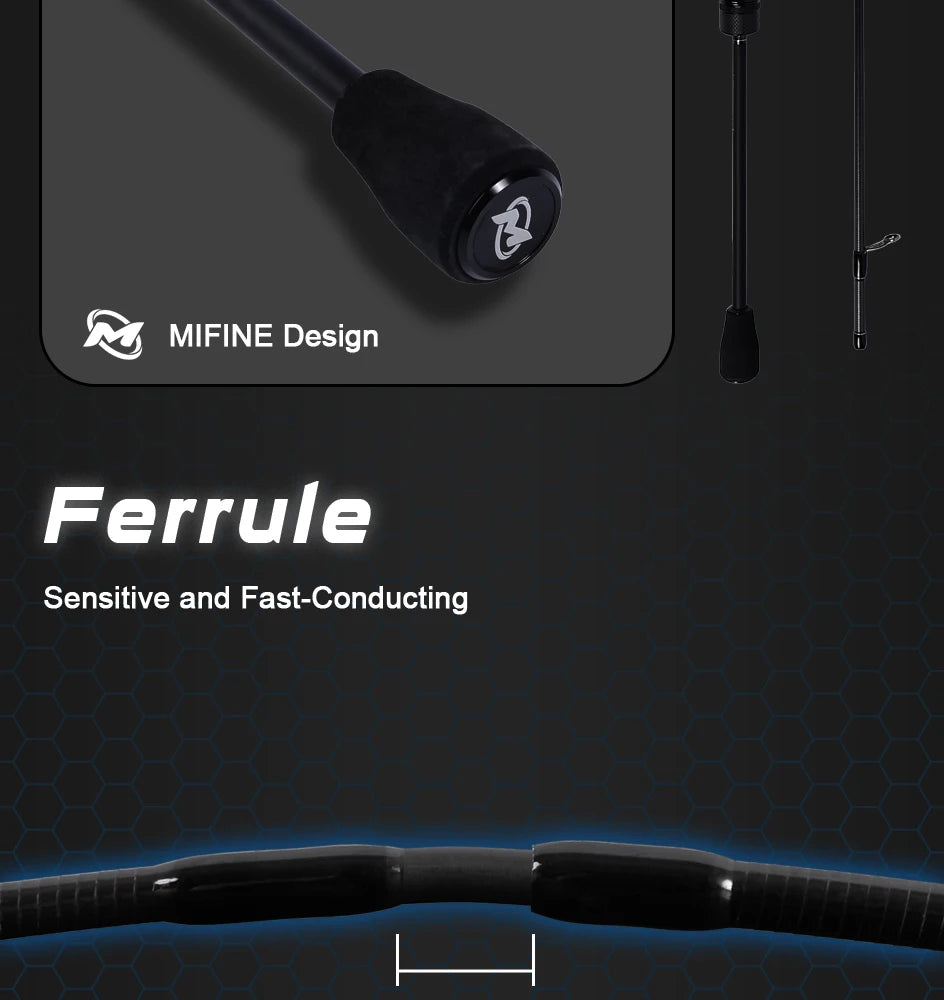 MIFINE MICROBITE Ajing Spinning Rod XUL-UL Fishing Rod 3g/5g for Saltwater Freshwater Light Rock Fishing FUJI Ring