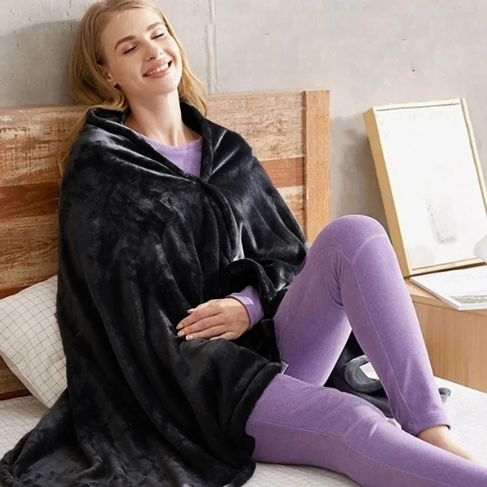 USB Heated Shawl Electric Heating Blanket 3 Heating Level Wearable Heated Poncho Throw Heated Throw Blanket for Camping Hiking