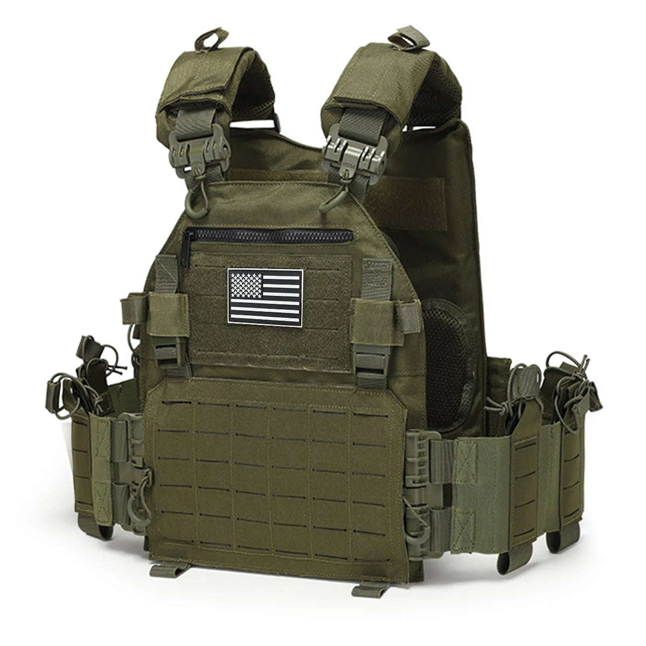 Quick release hunting vest with chest zipper anti-theft bag MOLLE modular expansion breathable elastic vest