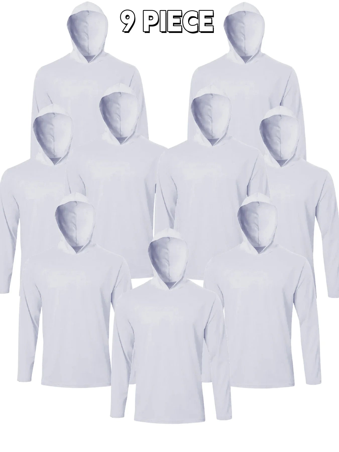 9-Pack Men's Hooded Long Sleeve Shirts - Breathable Comfort Sport Tees Ideal for Daily Exercise Fitness and Training Wear