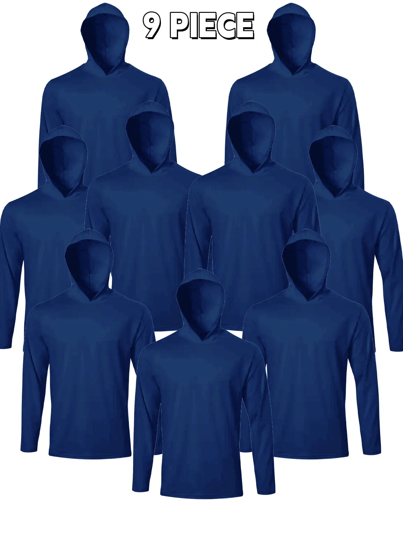 9-Pack Men's Hooded Long Sleeve Shirts - Breathable Comfort Sport Tees Ideal for Daily Exercise Fitness and Training Wear