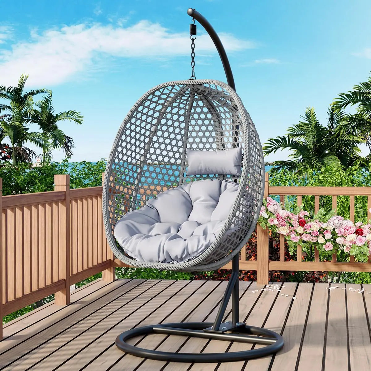 Egg Swing Chair with Stand,Hanging Egg Chair Indoor Outdoor,Hammock Hanging Basket Chair with Aluminum Steel, Customized