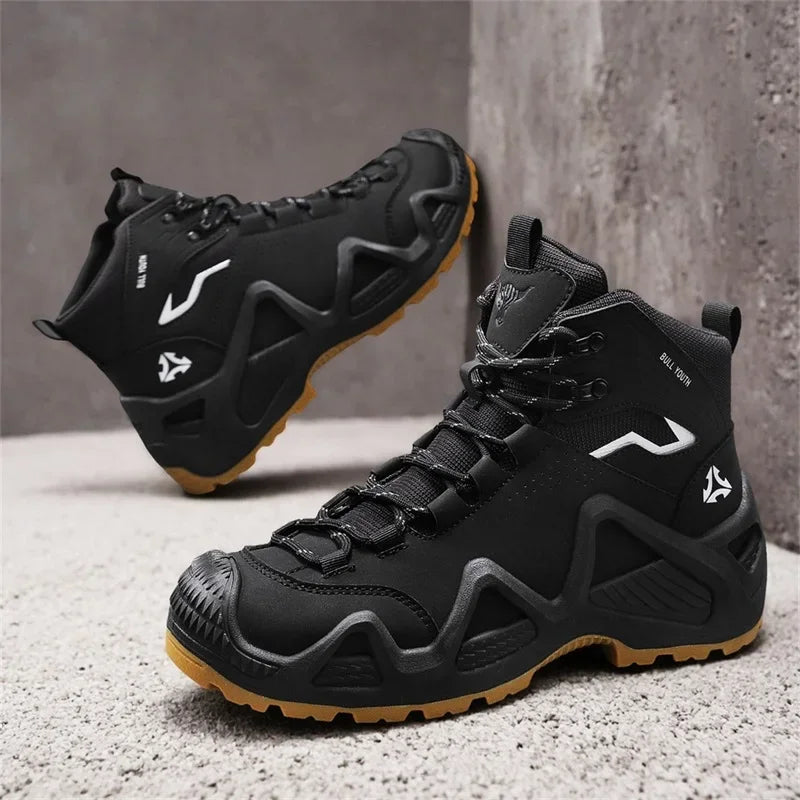 Men Tactical Boots with Straps for Combat Training Waterproof Straps Outdoor Hiking Breathable Shoes Motorcycle Zapatillas Male