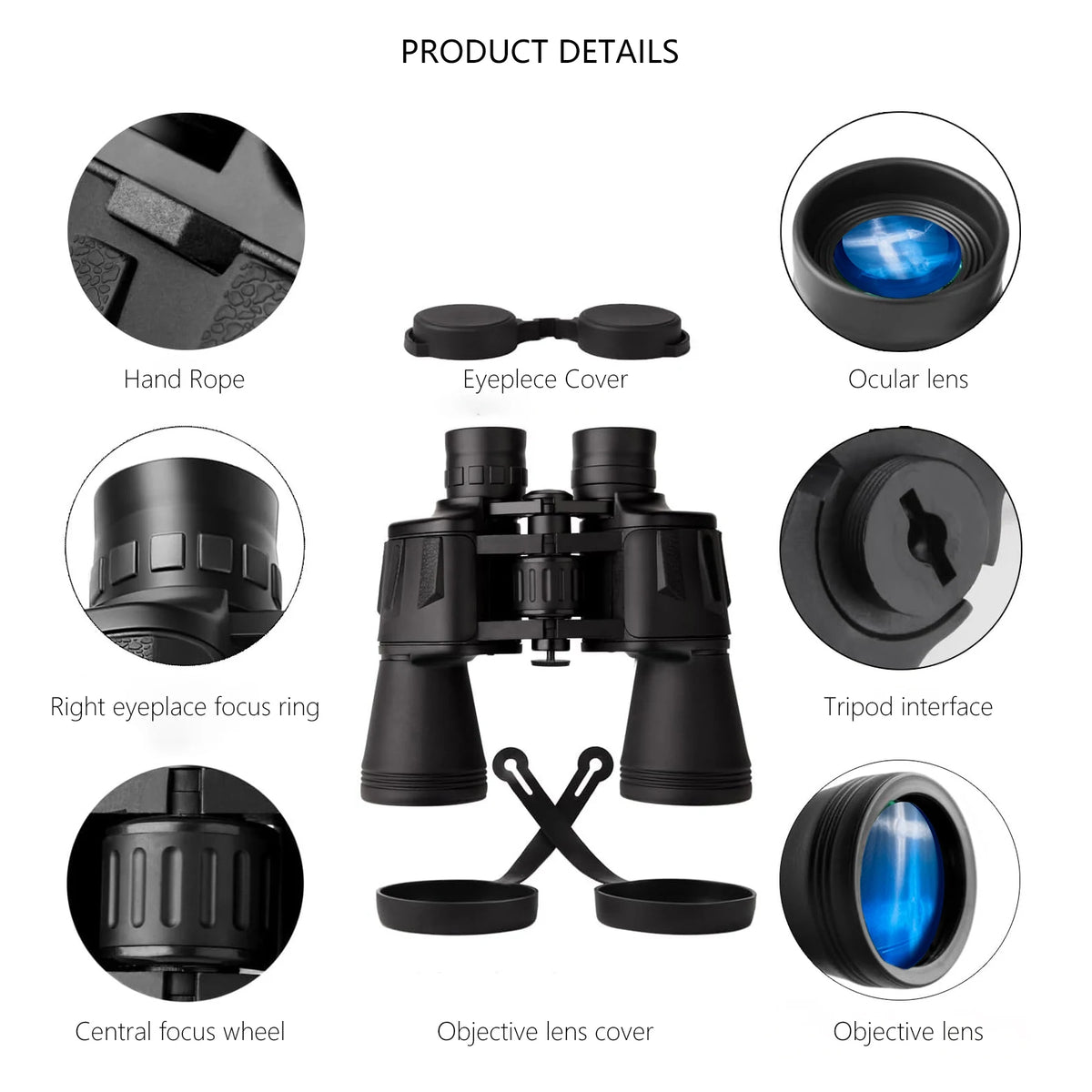20X50 Zoom HD BAK4-Prism Powerful Binoculars Long Range Professional Telescope For Outdoor Camping Travel