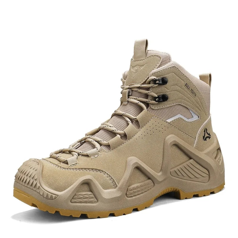 Men Tactical Boots with Straps for Combat Training Waterproof Straps Outdoor Hiking Breathable Shoes Motorcycle Zapatillas Male