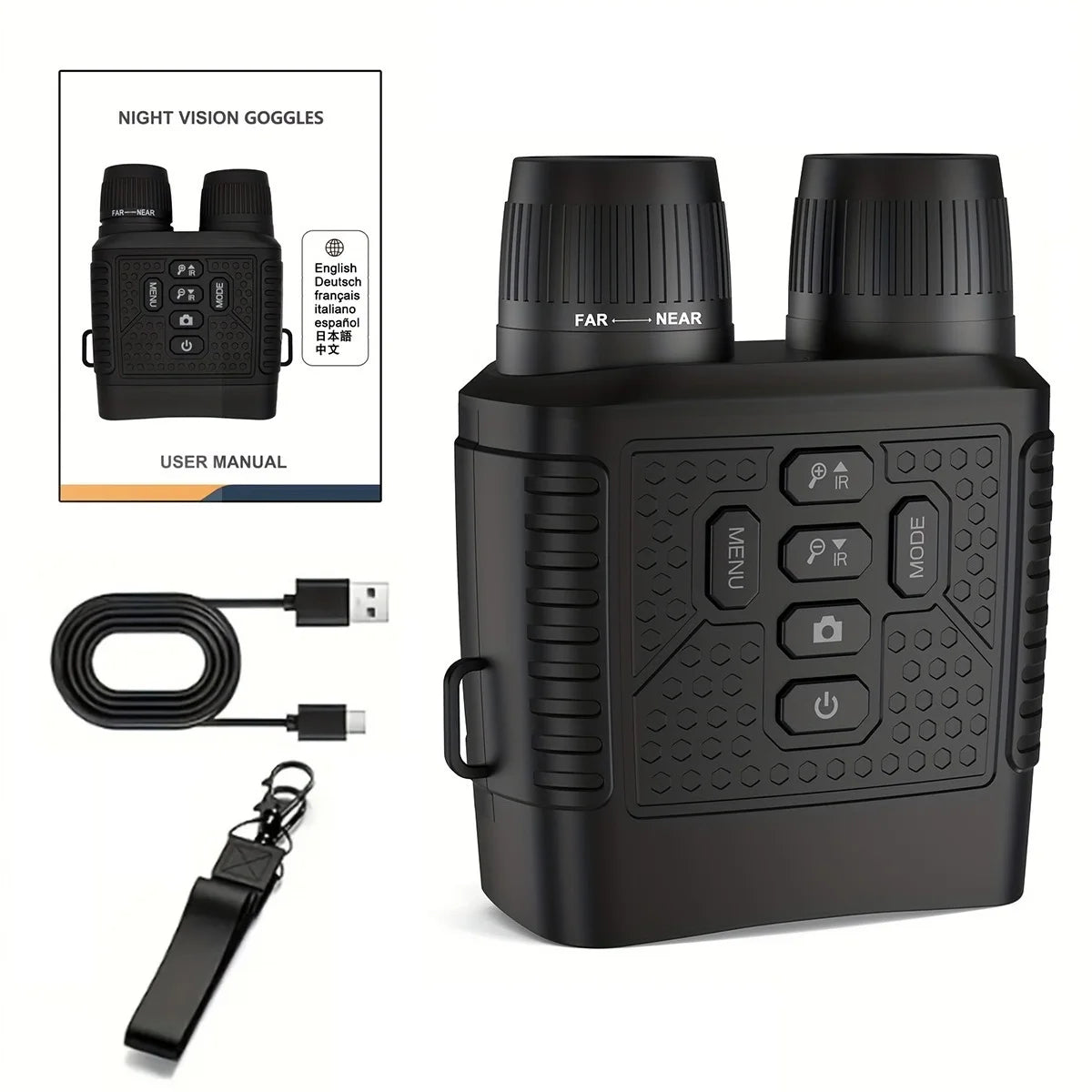 1080P HD Night Vision Scope 6X Digital Zoom 200M Full Dark IR Monocular Tactical Hunting Security Observation Day Night Hunting