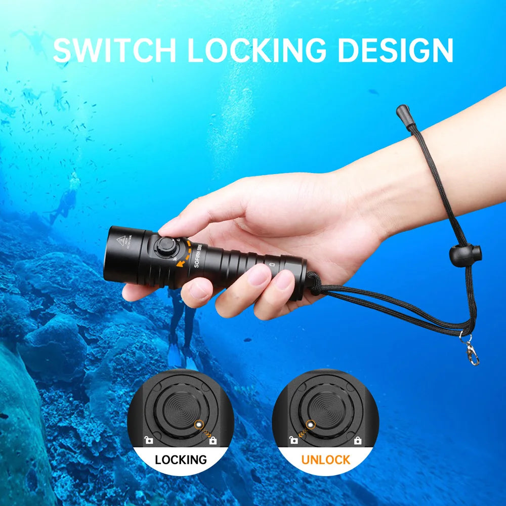 SOFIRN SD06 Diving Flashlight SFT70 3200lm Rechargeable Underwater Deep Scuba Torch Dive LED Light Powerful Under 100M