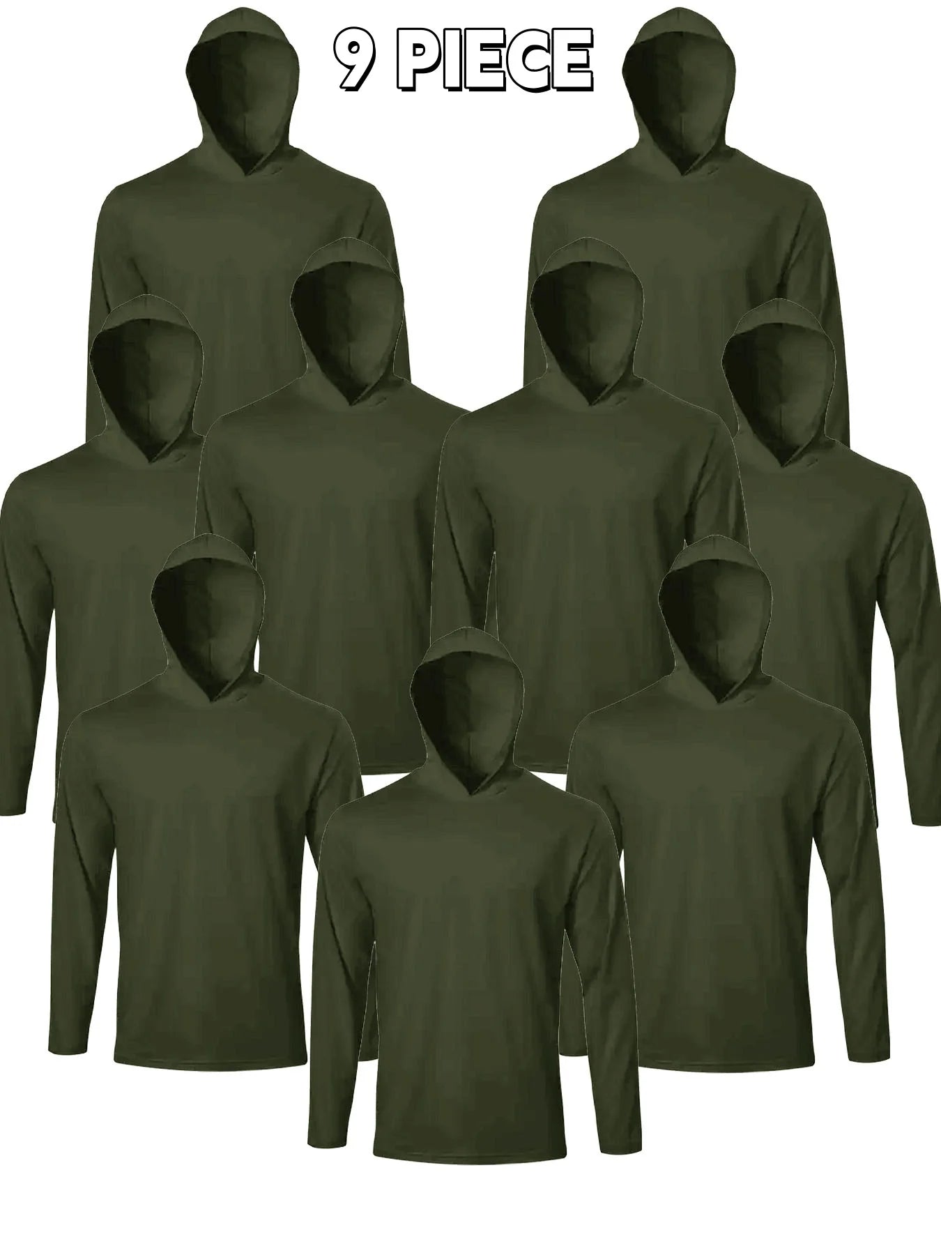 9-Pack Men's Hooded Long Sleeve Shirts - Breathable Comfort Sport Tees Ideal for Daily Exercise Fitness and Training Wear