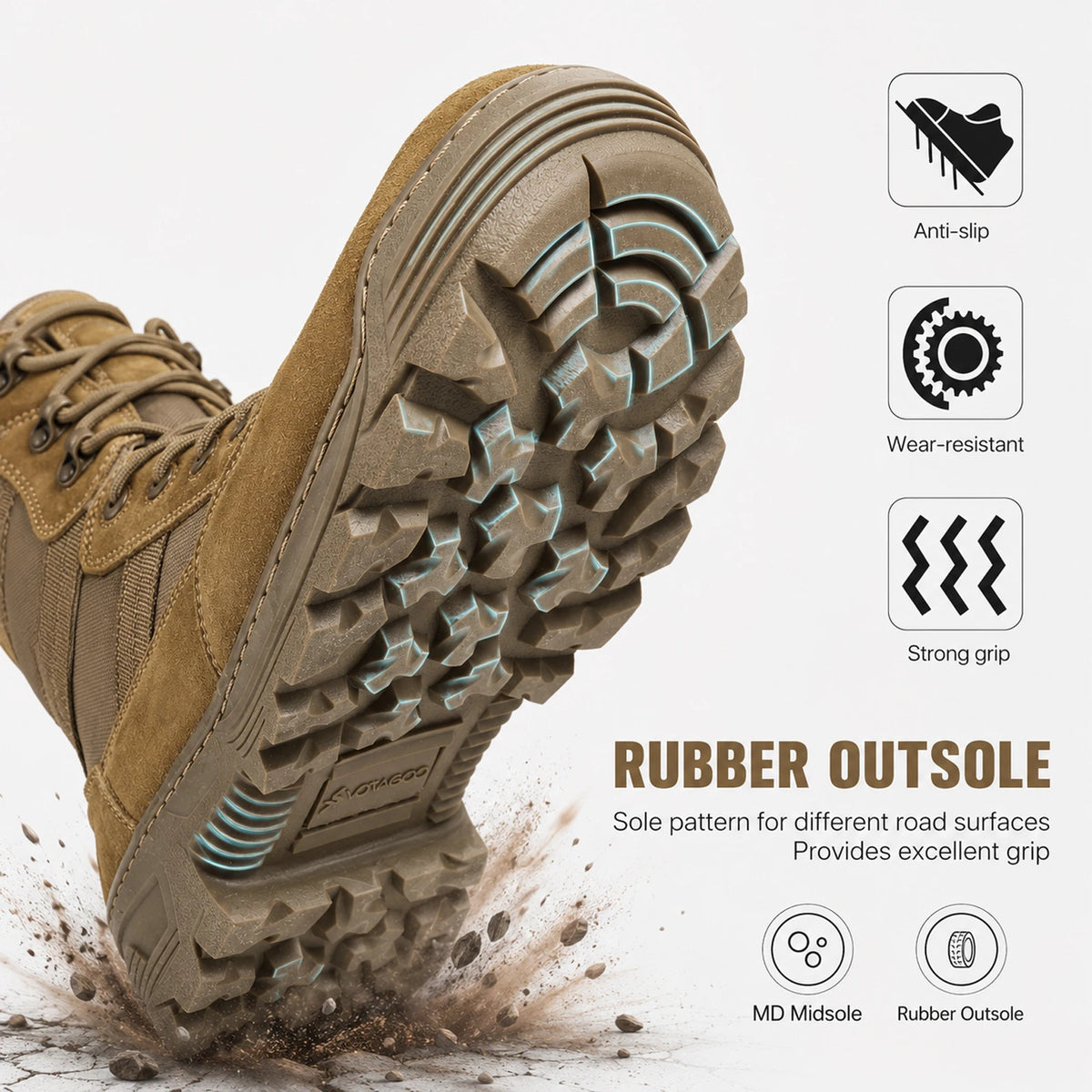 VOTAGOO Tactical Military Men's Desert Combat Army Combat Boots Shoes Uniform Working Climbing