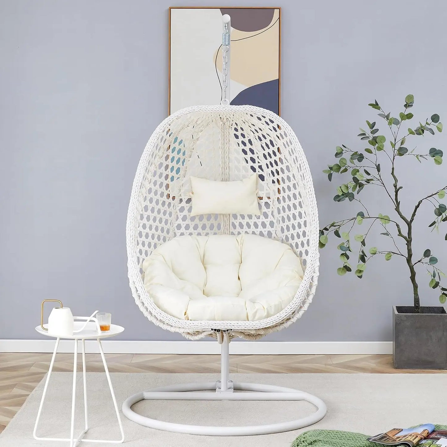 Egg Swing Chair with Stand,Hanging Egg Chair Indoor Outdoor,Hammock Hanging Basket Chair with Aluminum Steel, Customized