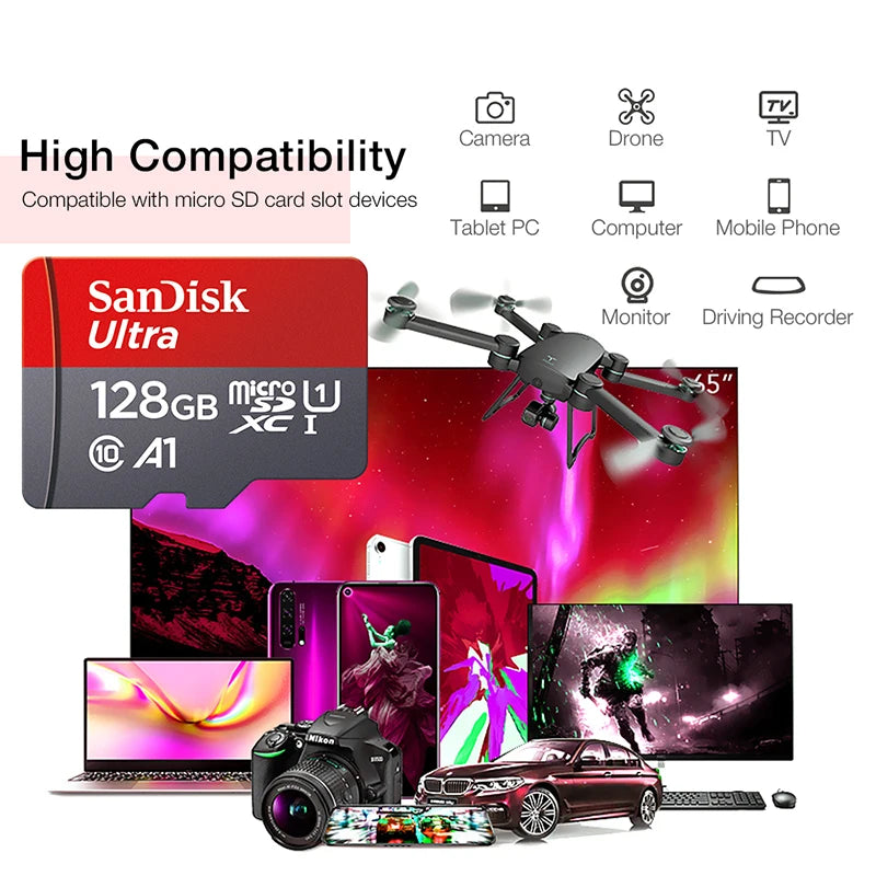 Original SanDisk Memory Card 128GB 64GB 32GB TF Micro SD Card Class 10 UHS-I Flash Card Memory for Smartphone PC