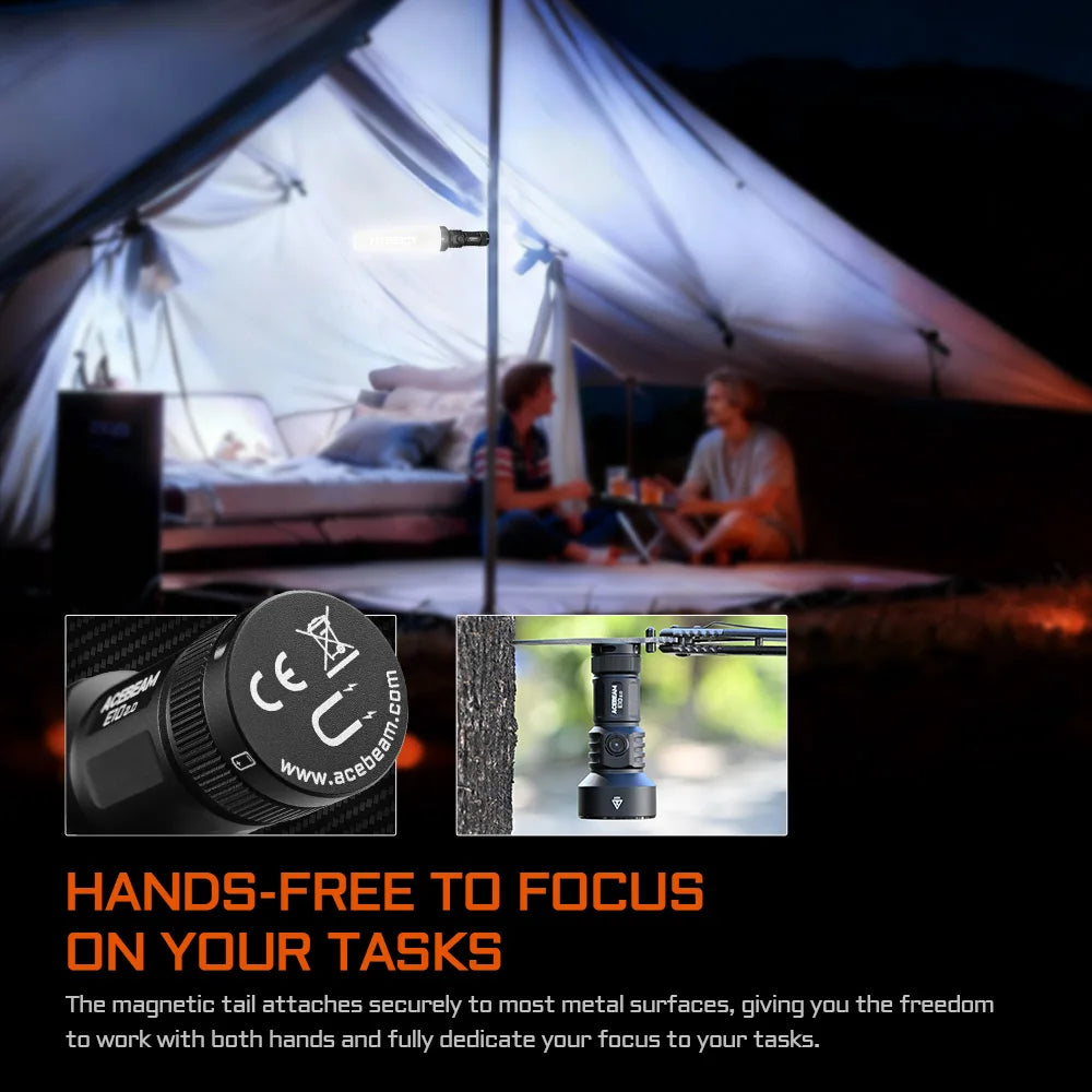 ACEBEAM E10 2.0 Long-Range EDC Flashlight Compact USB Rechargeable Light For Camping With Strobe Mode TIR Optic Flashlights