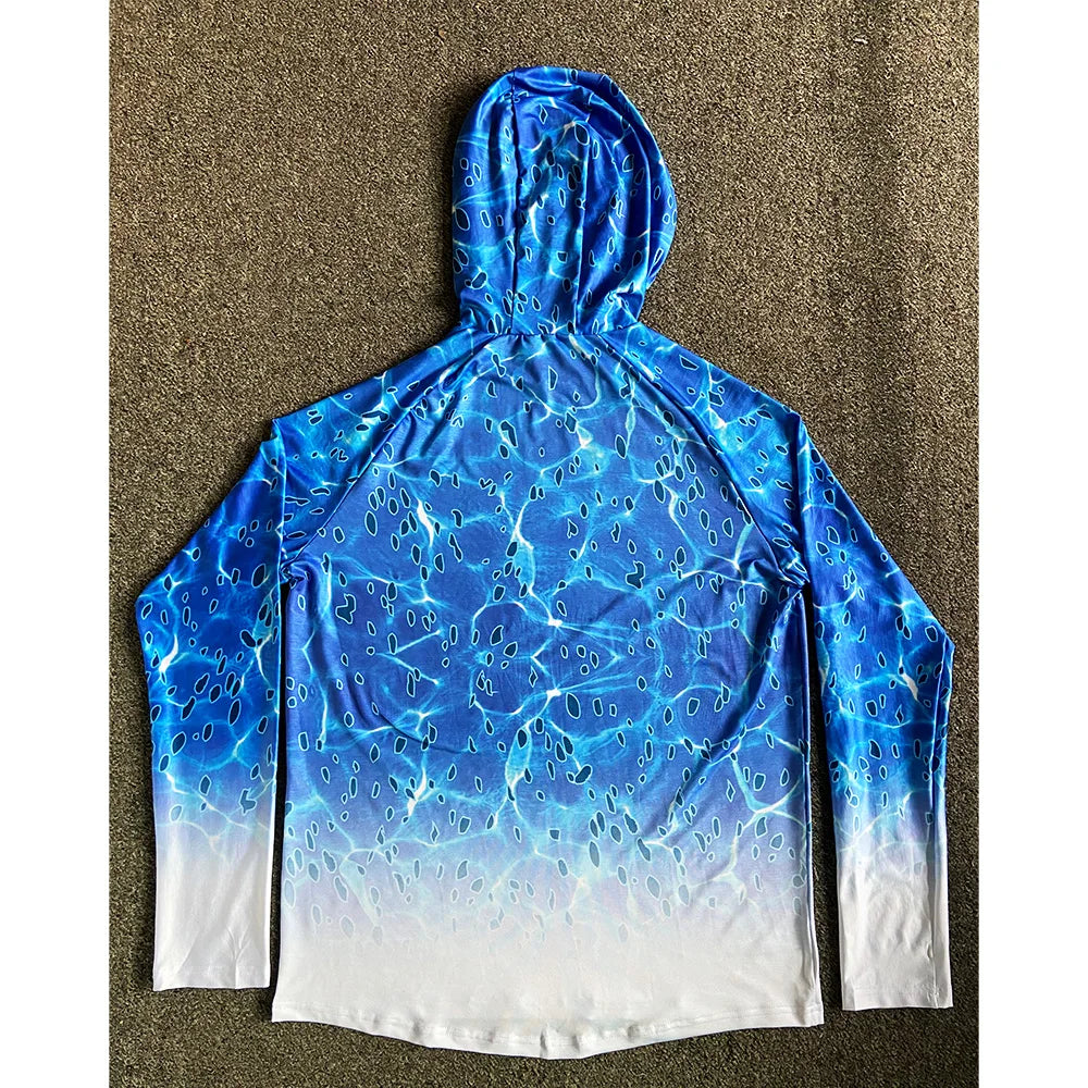 Men's Fishing Hoodie Shirt Long Sleeve with Mask, UV UPF 50+ Shirts Quick Dry, Lightweight & Breathable for Fishing, Beach, Lake