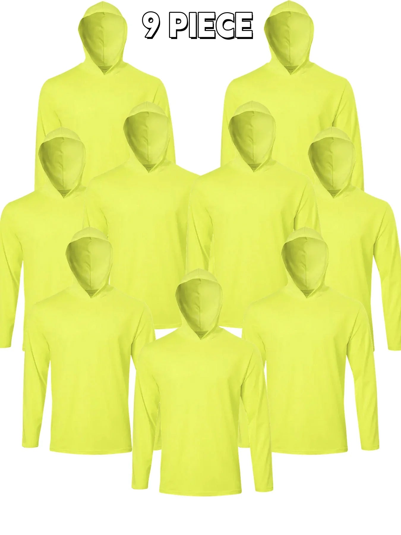 9-Pack Men's Hooded Long Sleeve Shirts - Breathable Comfort Sport Tees Ideal for Daily Exercise Fitness and Training Wear