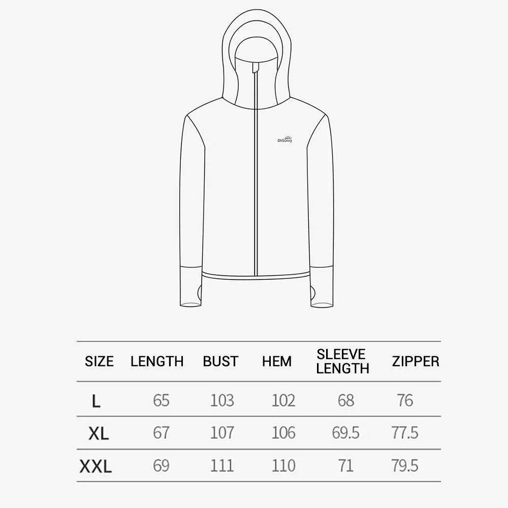 OhSunny Men Sun Protection Cooling Coats Big Brim Sunscreen Anti-UV UPF50+ Jacket with Hooded Light Breathable Quick Dry Outdoor