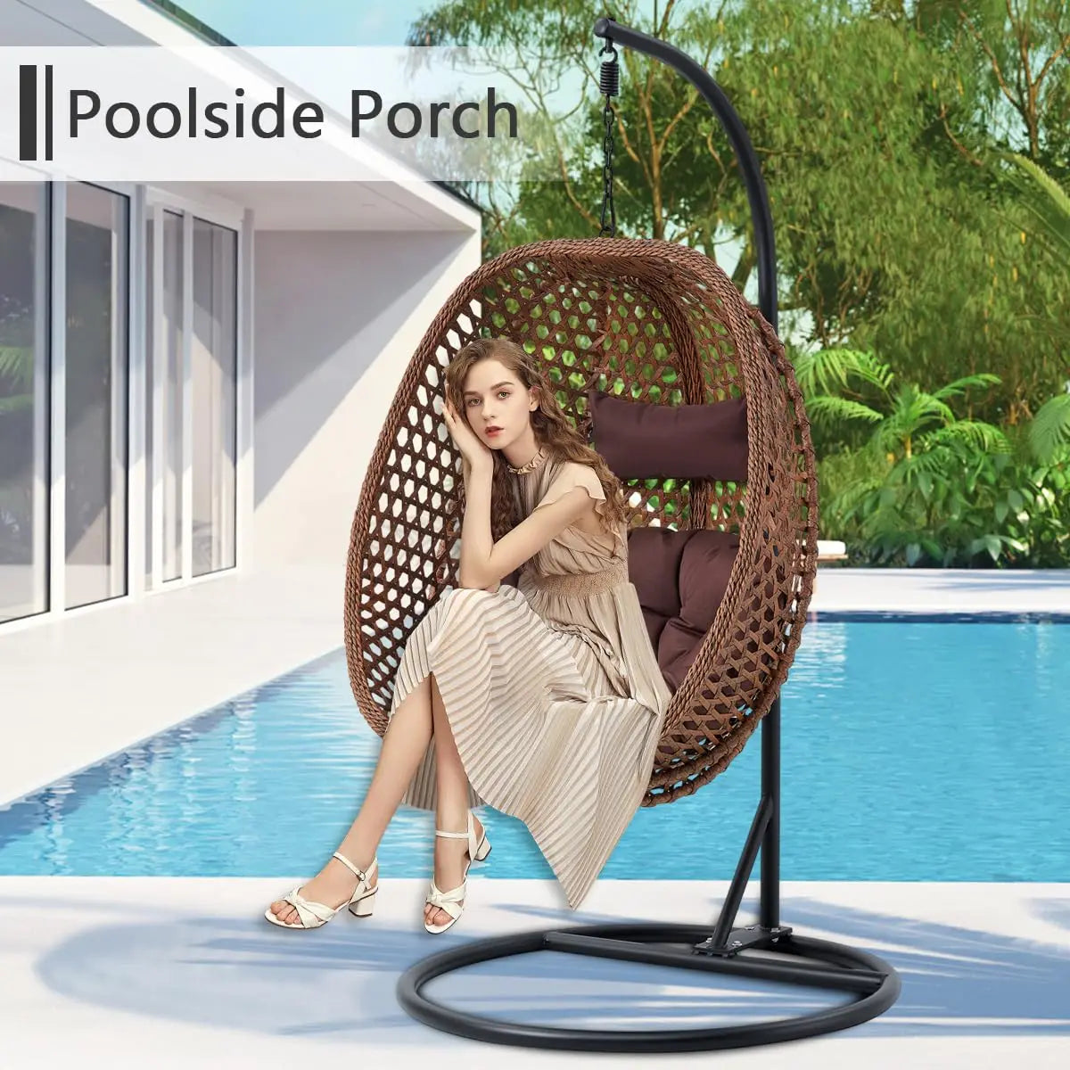 Egg Swing Chair with Stand,Hanging Egg Chair Indoor Outdoor,Hammock Hanging Basket Chair with Aluminum Steel, Customized