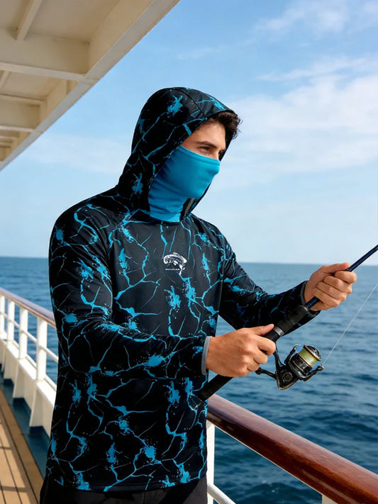 Fishing Hoodie Sailing Shirt Men Long Sleeve Sun Protection Hunting Jersey Camisa De Pesca Performance Fish Gear Beach Tops Wear