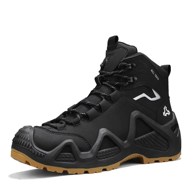 Men Tactical Boots with Straps for Combat Training Waterproof Straps Outdoor Hiking Breathable Shoes Motorcycle Zapatillas Male
