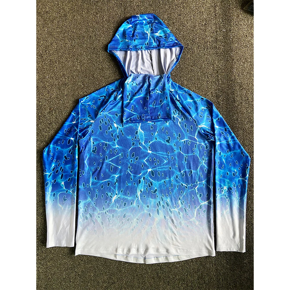Men's Fishing Hoodie Shirt Long Sleeve with Mask, UV UPF 50+ Shirts Quick Dry, Lightweight & Breathable for Fishing, Beach, Lake