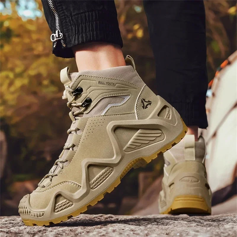 Men Tactical Boots with Straps for Combat Training Waterproof Straps Outdoor Hiking Breathable Shoes Motorcycle Zapatillas Male