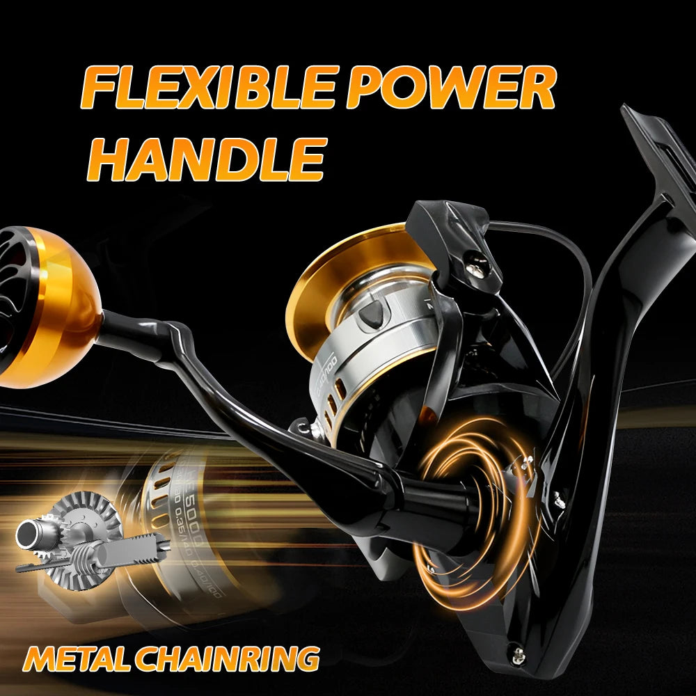 ROOBLINOS HEG Spinning Fishing Reel 5.2:1 Gear Ratio 10BB Metal Spool Smooth Drag Carp Fishing Wheel Saltwater Freshwater Tackle
